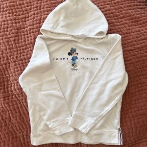 RARE Tommy Hilfiger Cream Hoodie with Mickey Mouse Graphic